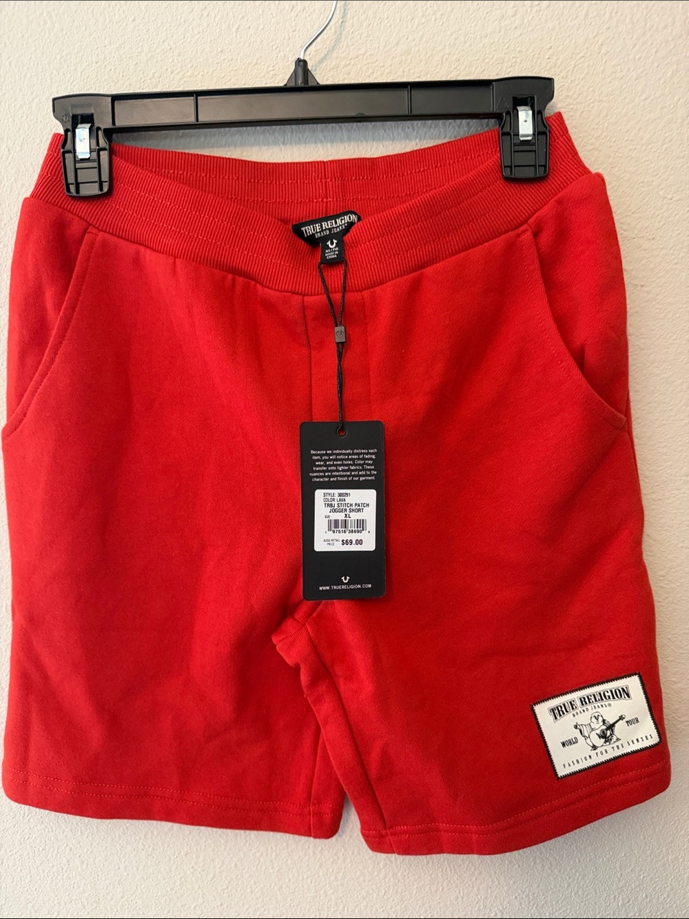 True Religion Kids Red Logo Patch Shorts